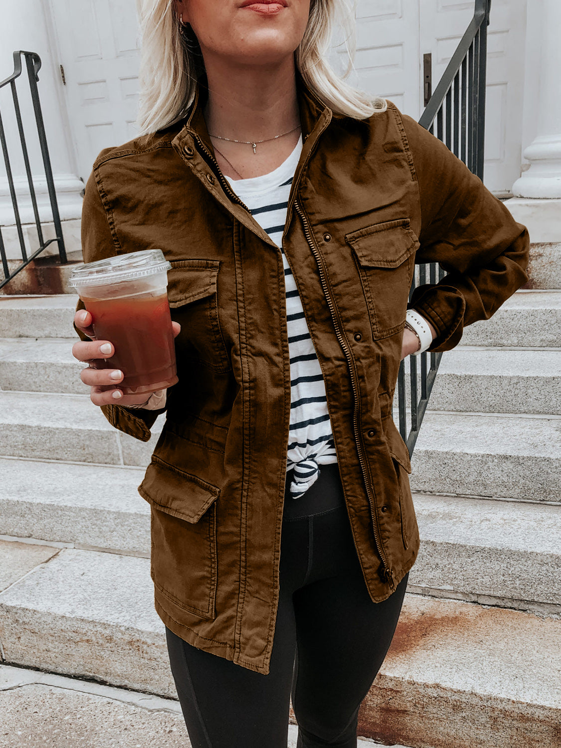 Pocketed Long-Sleeve Zip-Up Jacket - US Only