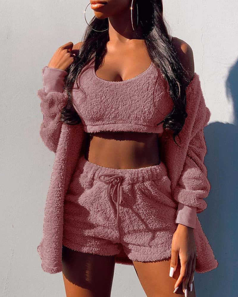 Casual Suit For Women - Coat+Shorts+Vest
