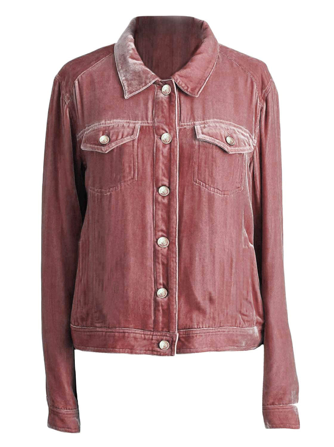 Button-Up Long-Sleeve Jacket With Chest Pockets - US Only
