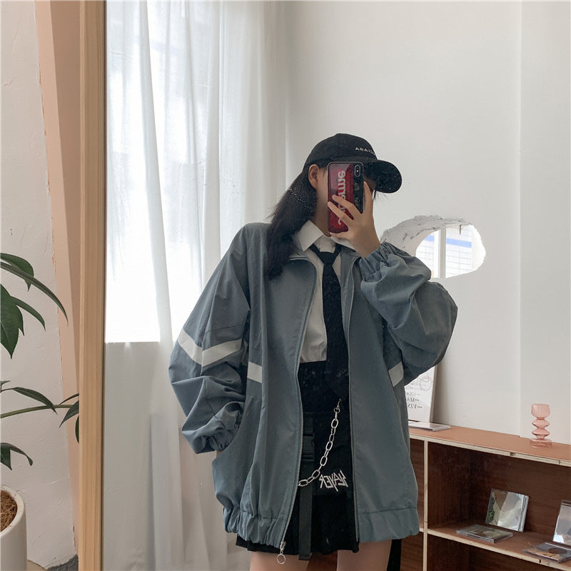 Loose Casual Baseball Jacket For Women