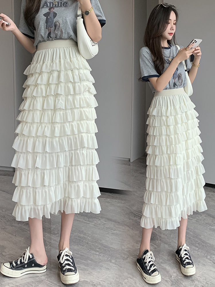Women's Fashionable Black Skirt High Waist Slim