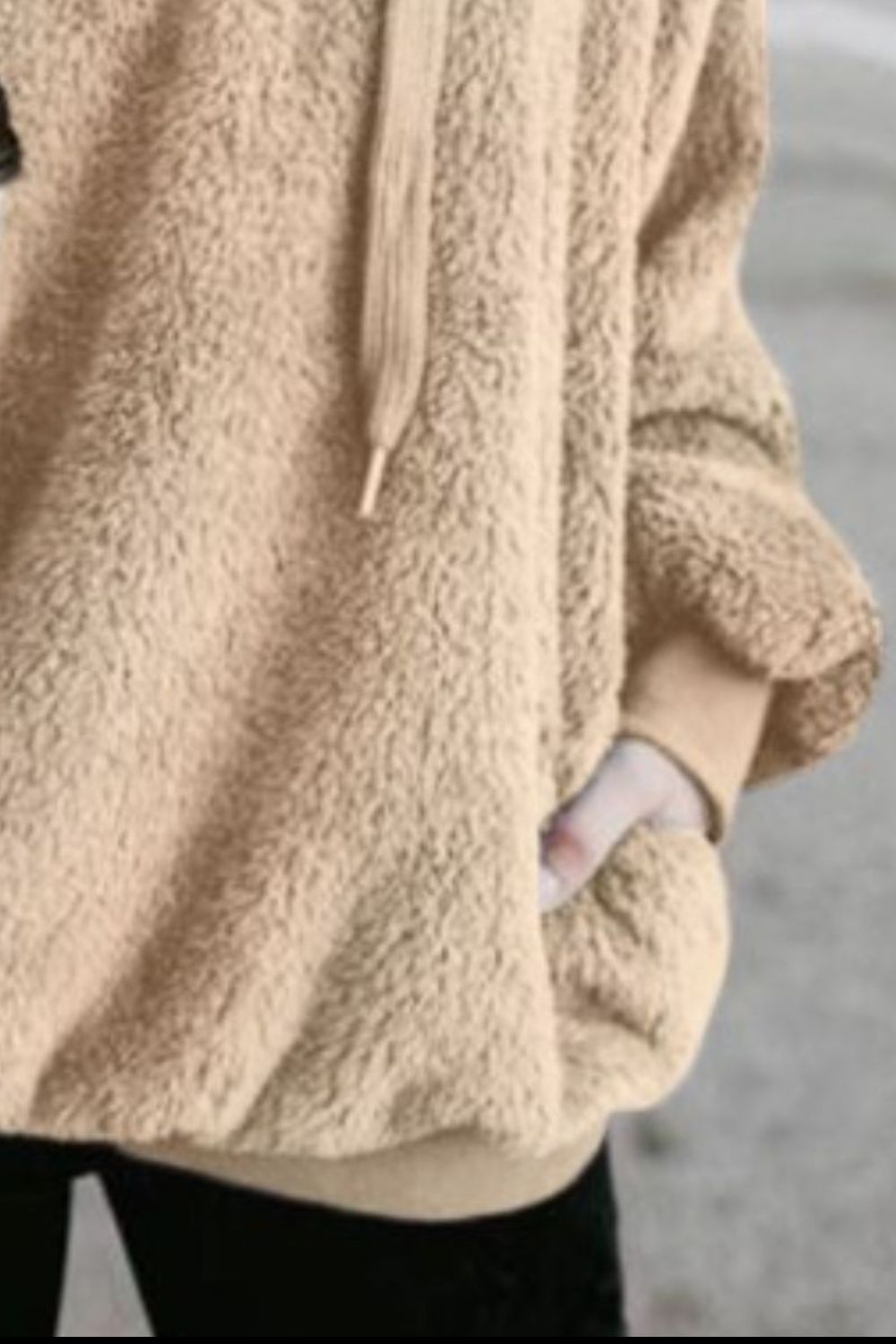 Quarter-Zip Drawstring Teddy Hoodie - US Only