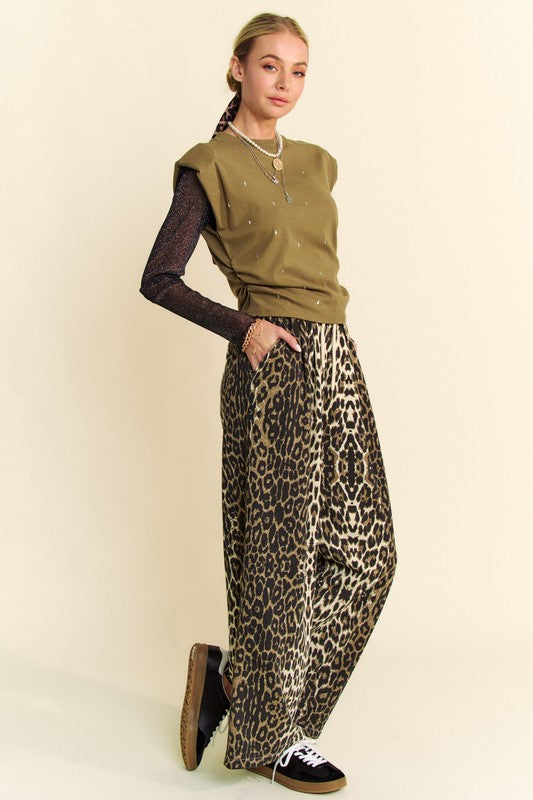 Davi & Dani Leopard Wide-Leg Pants - US Only