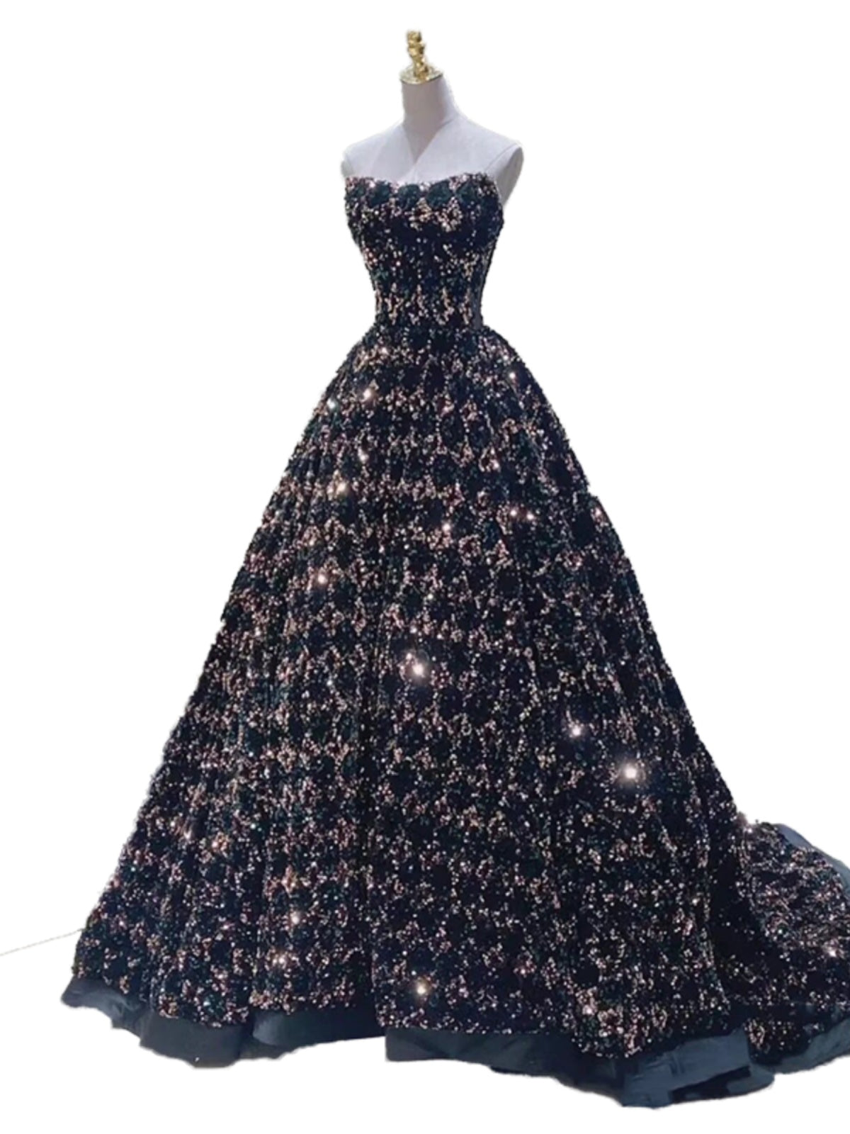 Drag-Tail Temperament Sequins Performance Dress