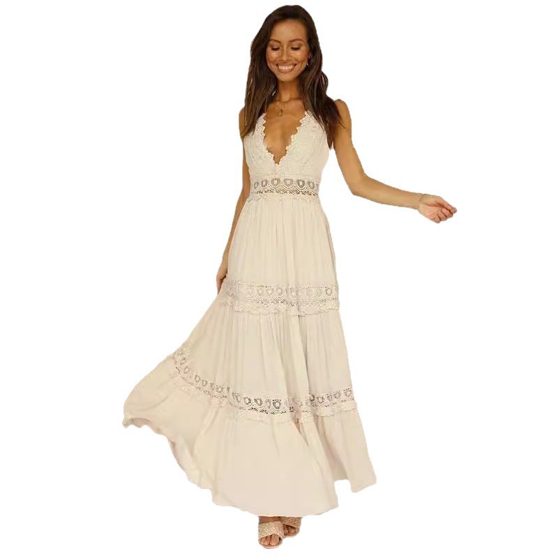 Lace V-Neck Maxi Dress