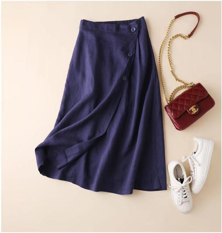 Midi Long Elastic Waist Skirt For Women