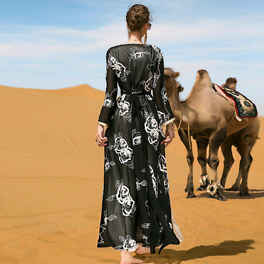 Heavy Embroidery Jacket & Maxi Dress