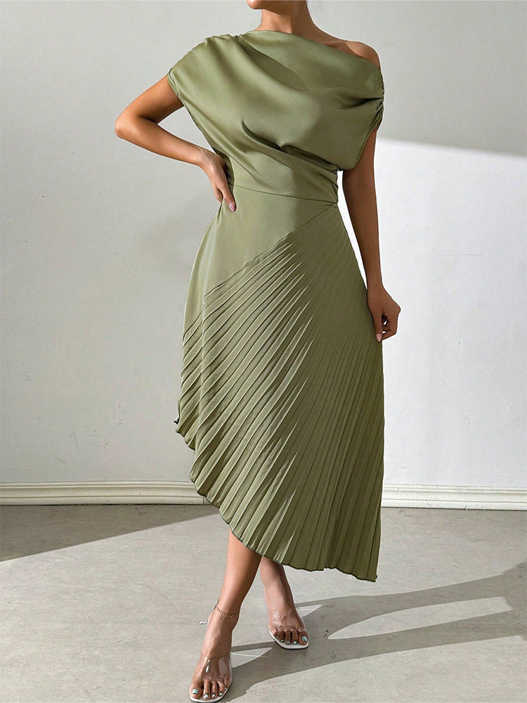 Elegant Ruffled Irregular Dress