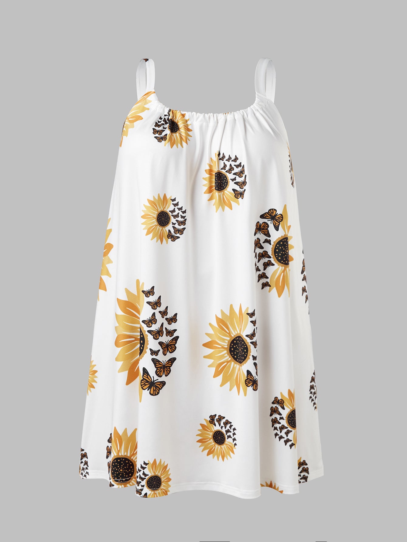 Sunflower Printed Casual Loose Cami Dress - US Only