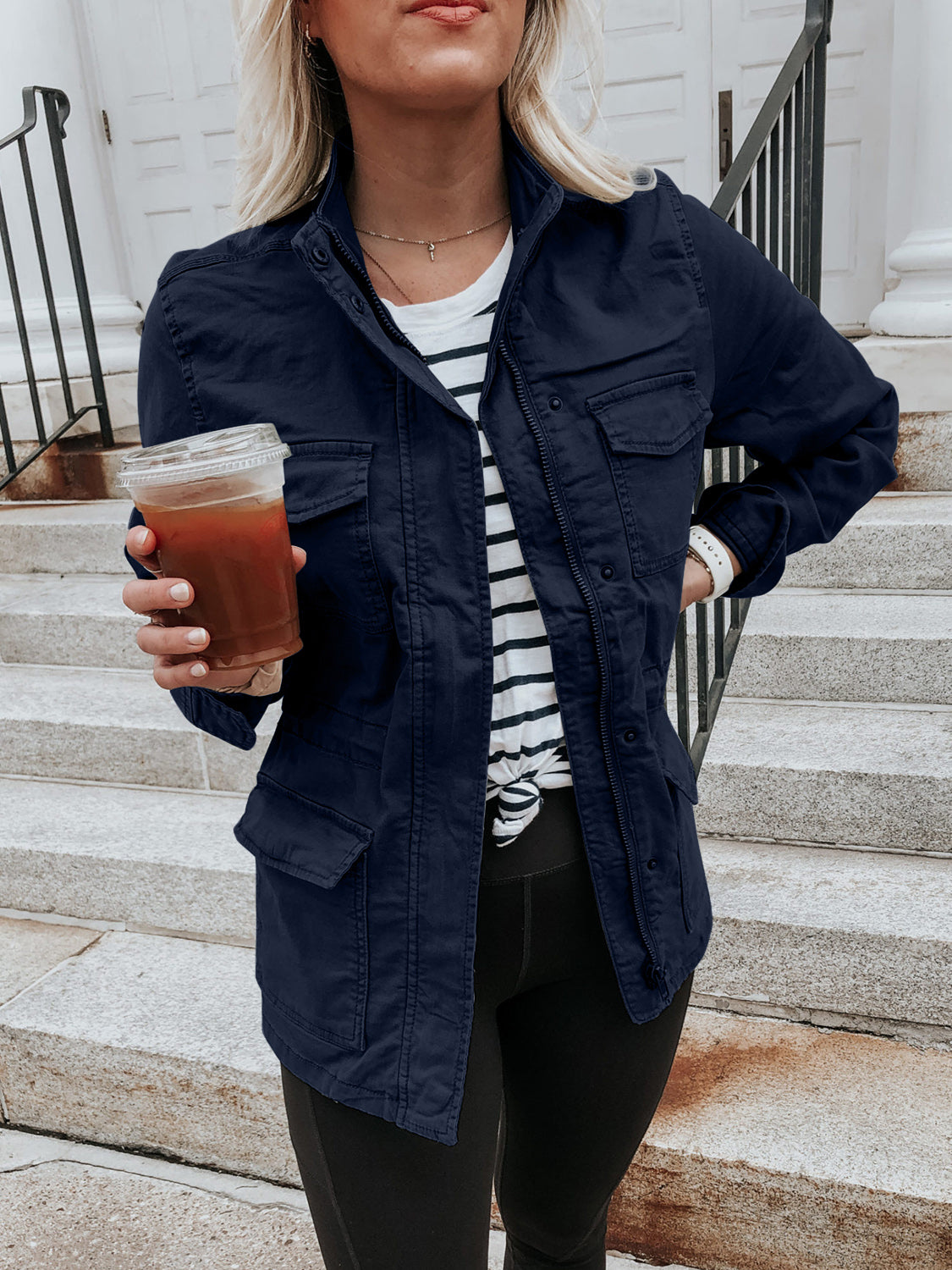 Pocketed Long-Sleeve Zip-Up Jacket - US Only