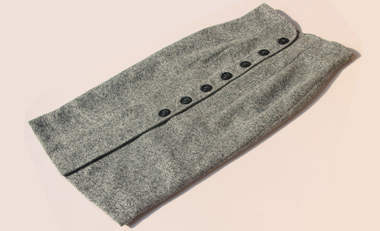 Woollen Retro High-Waist Slim Hip Skirt