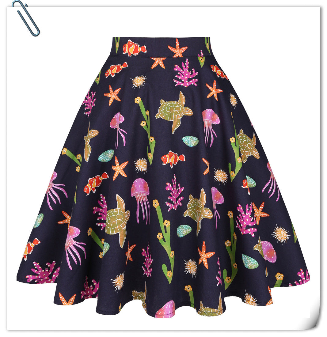 Turtle & Starfish Print Skirt