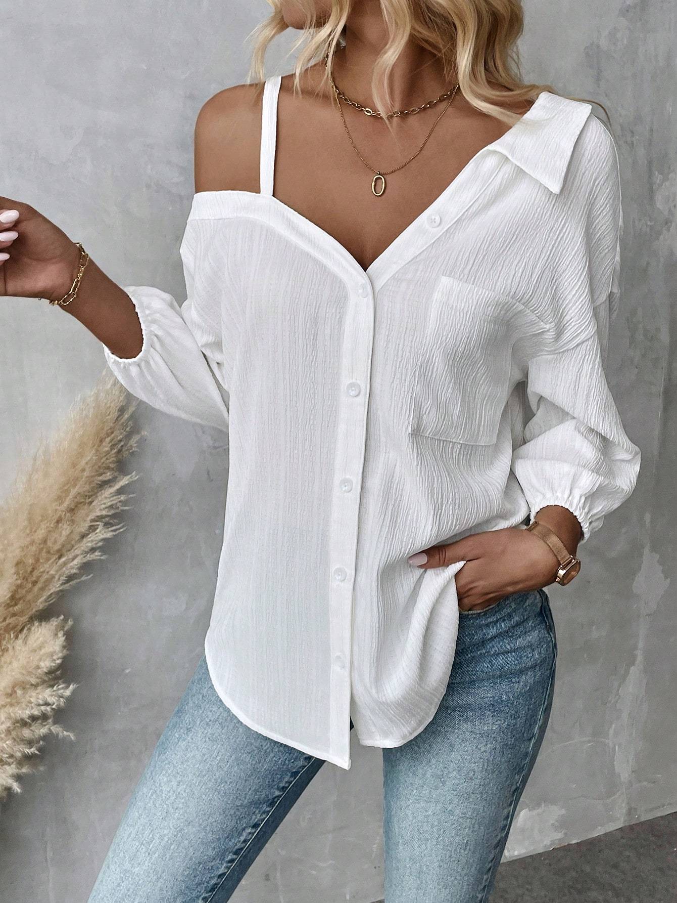 Dropped-Shoulder Loose Casual Blouse
