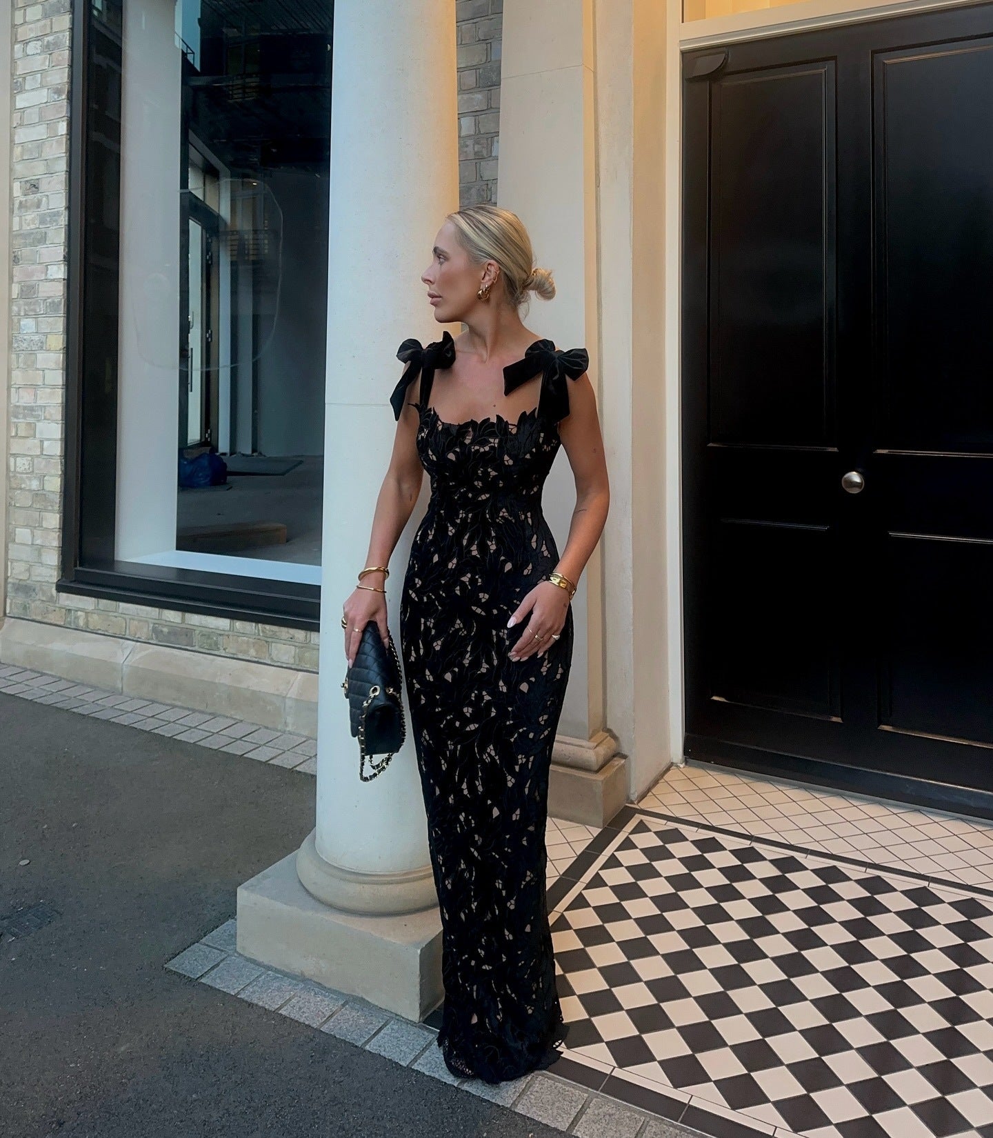 Bow Tie Maxi Dress With Lining