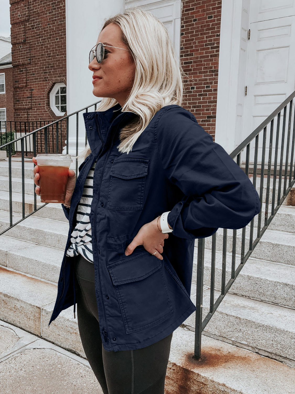 Pocketed Long-Sleeve Zip-Up Jacket - US Only