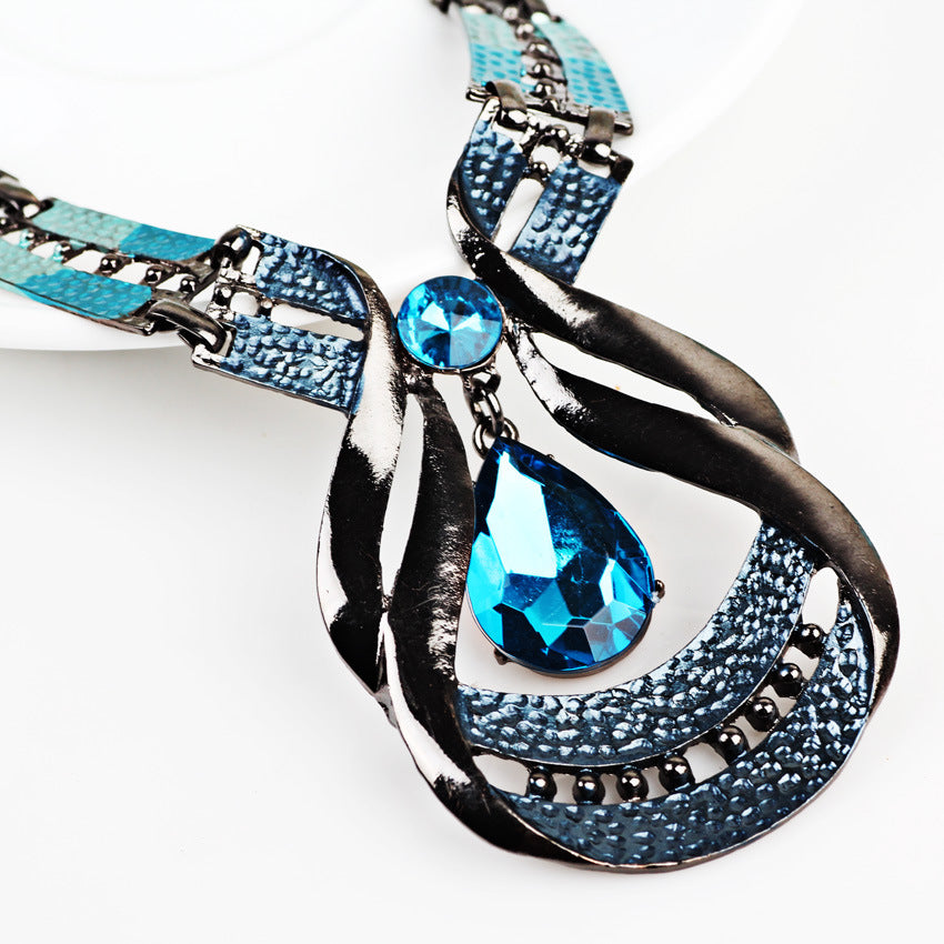 Water Drop Suit Jewellery - Earring + Clavicle Chain