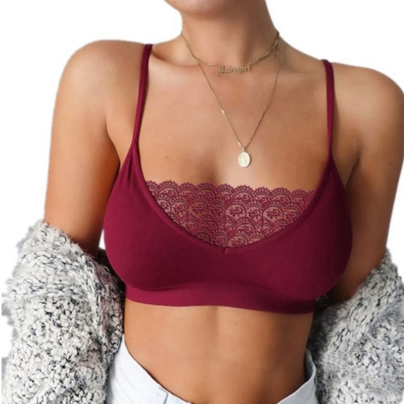 Solid-Colour Camisole Lace Vest
