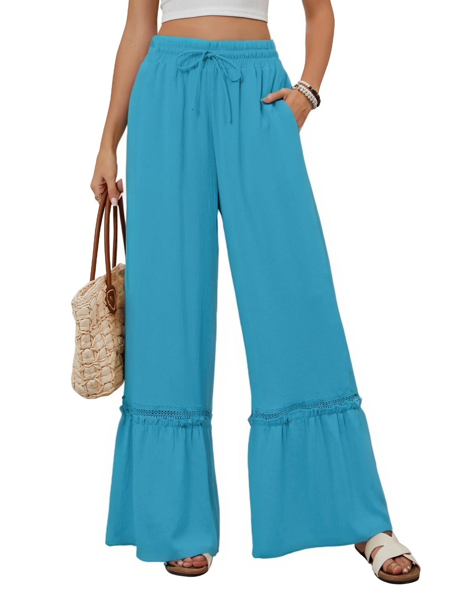 Drawstring Wide-Leg Pants