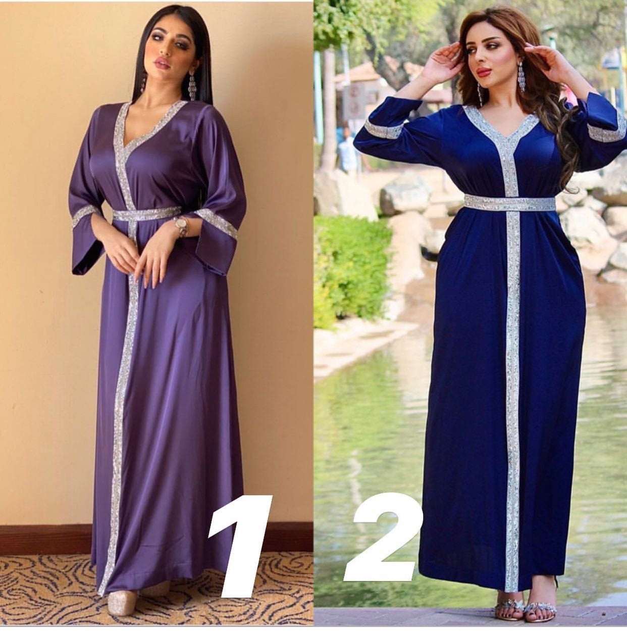 Diamond-Studded Middle Eastern Women's Belt Robe - Long Muslim Clothing