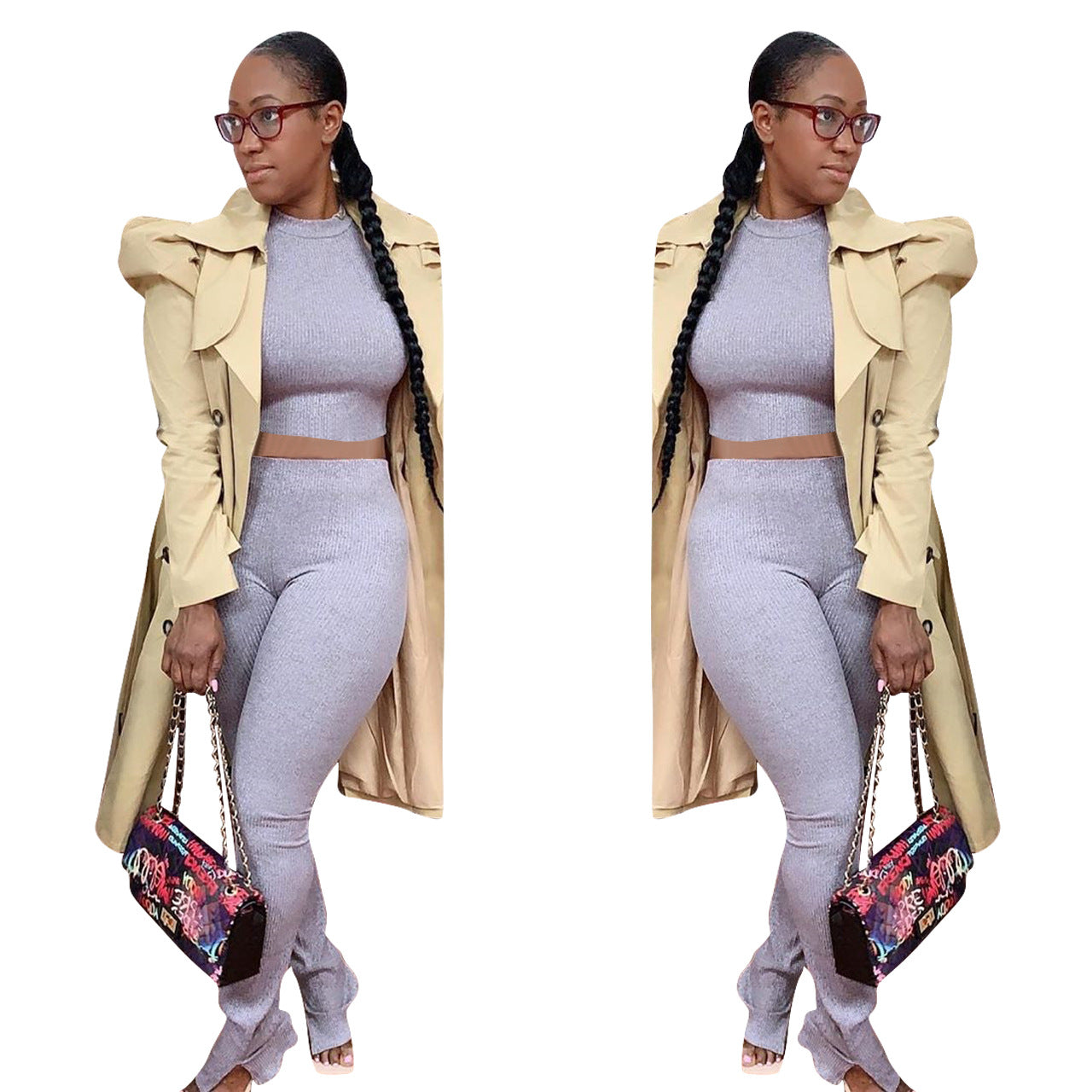 Pure-Colour All-Match Long Trench Coat For Women