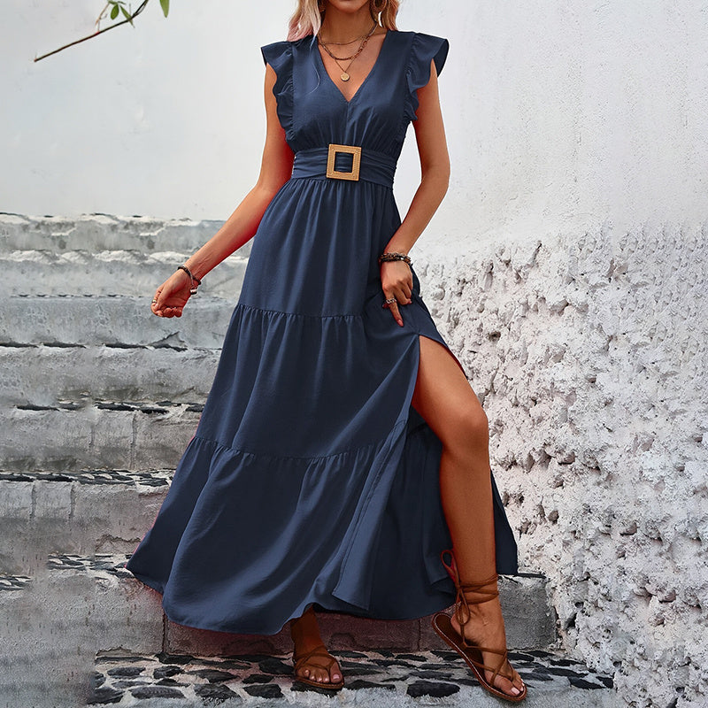 V-Neck Slit Maxi Dress - US Only
