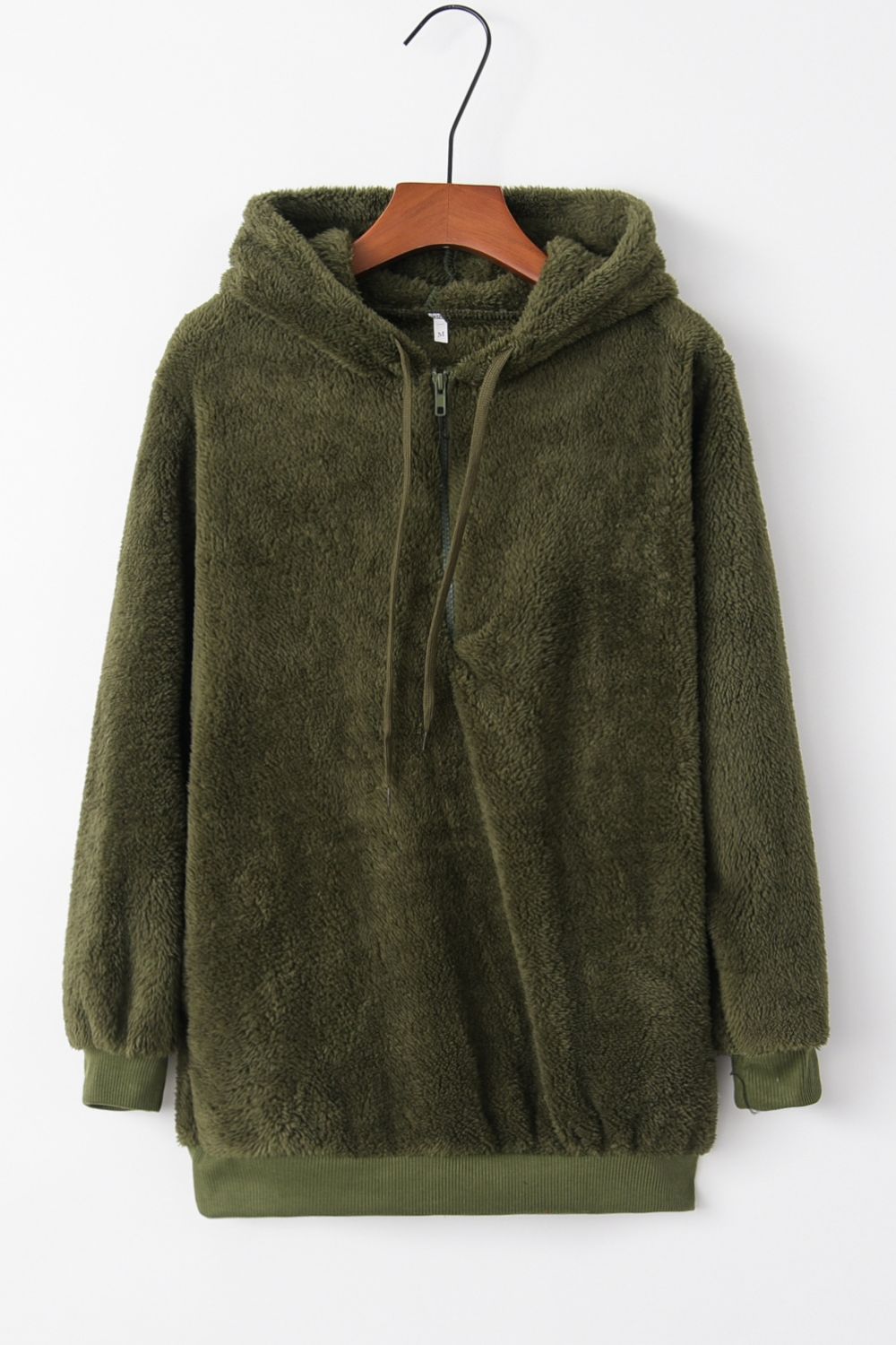 Quarter-Zip Drawstring Teddy Hoodie - US Only