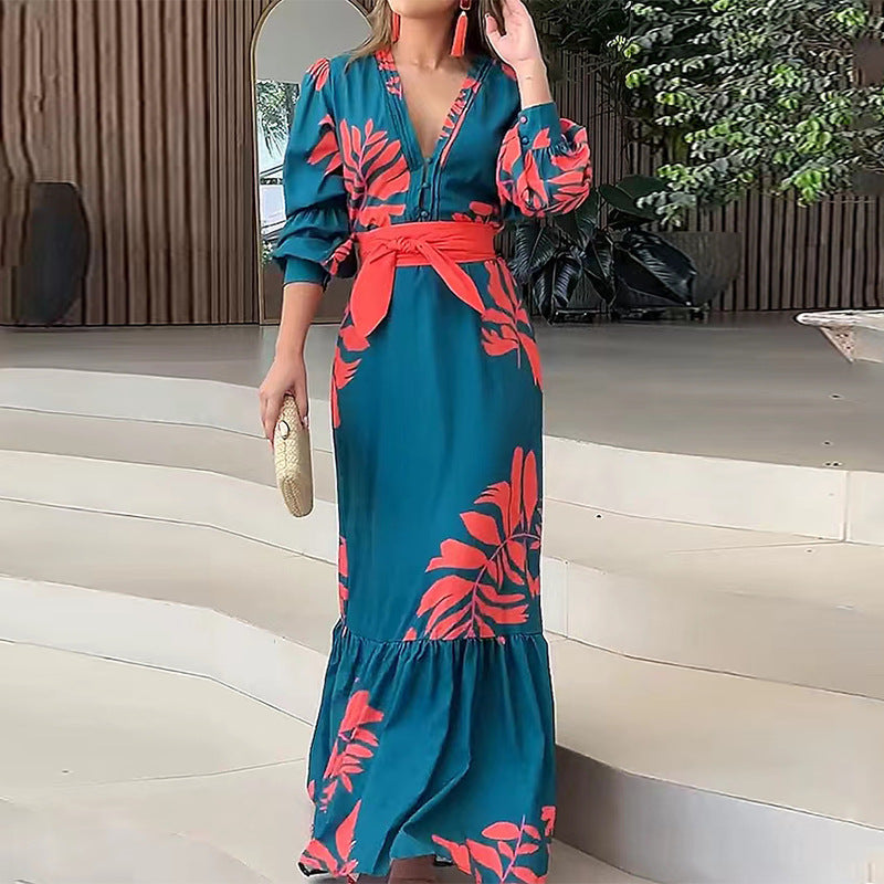 Bohemian Style Fashion Printed Long-Sleeve Dress