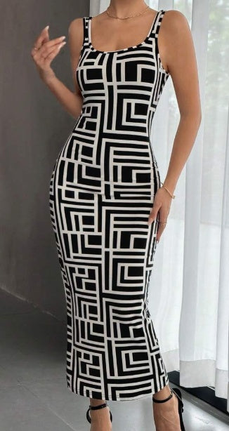 Geo Print Tank Bodycon Dress