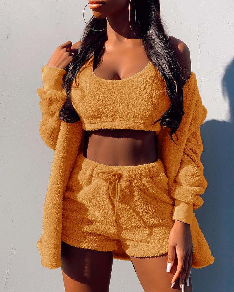 Casual Suit For Women - Coat+Shorts+Vest
