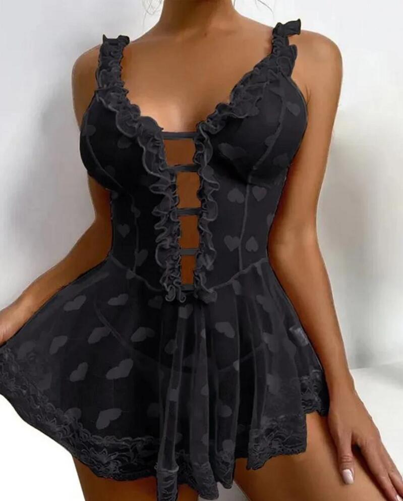 Perspective Lace Mini Dress Lingerie