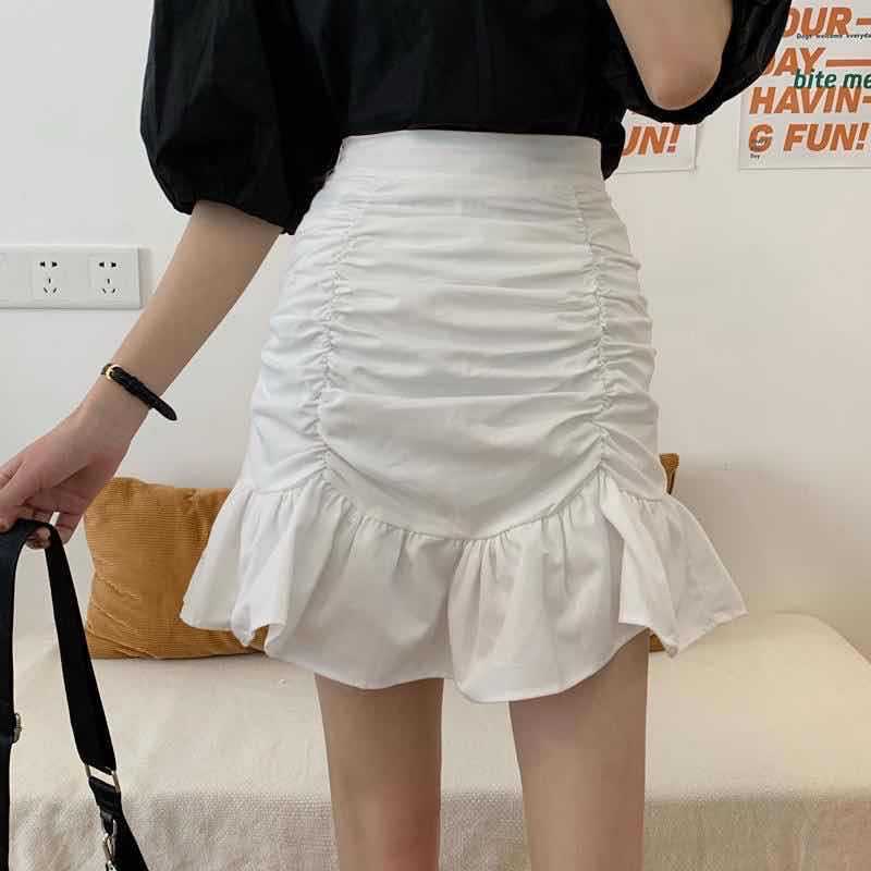 Skirt With Pleated High Waist and Versatile Bottom