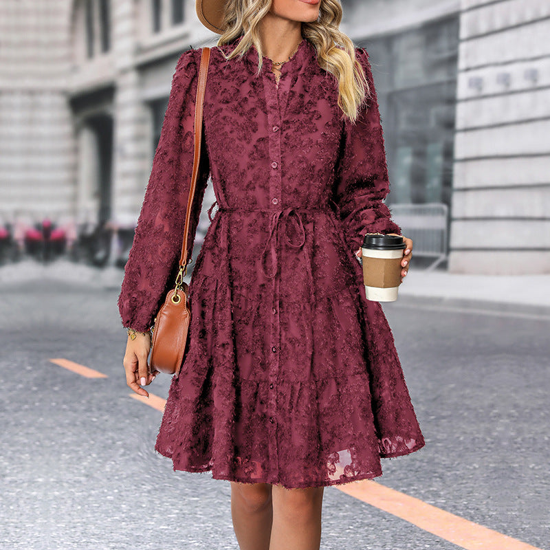 Lace Long-Sleeve Mini Dress