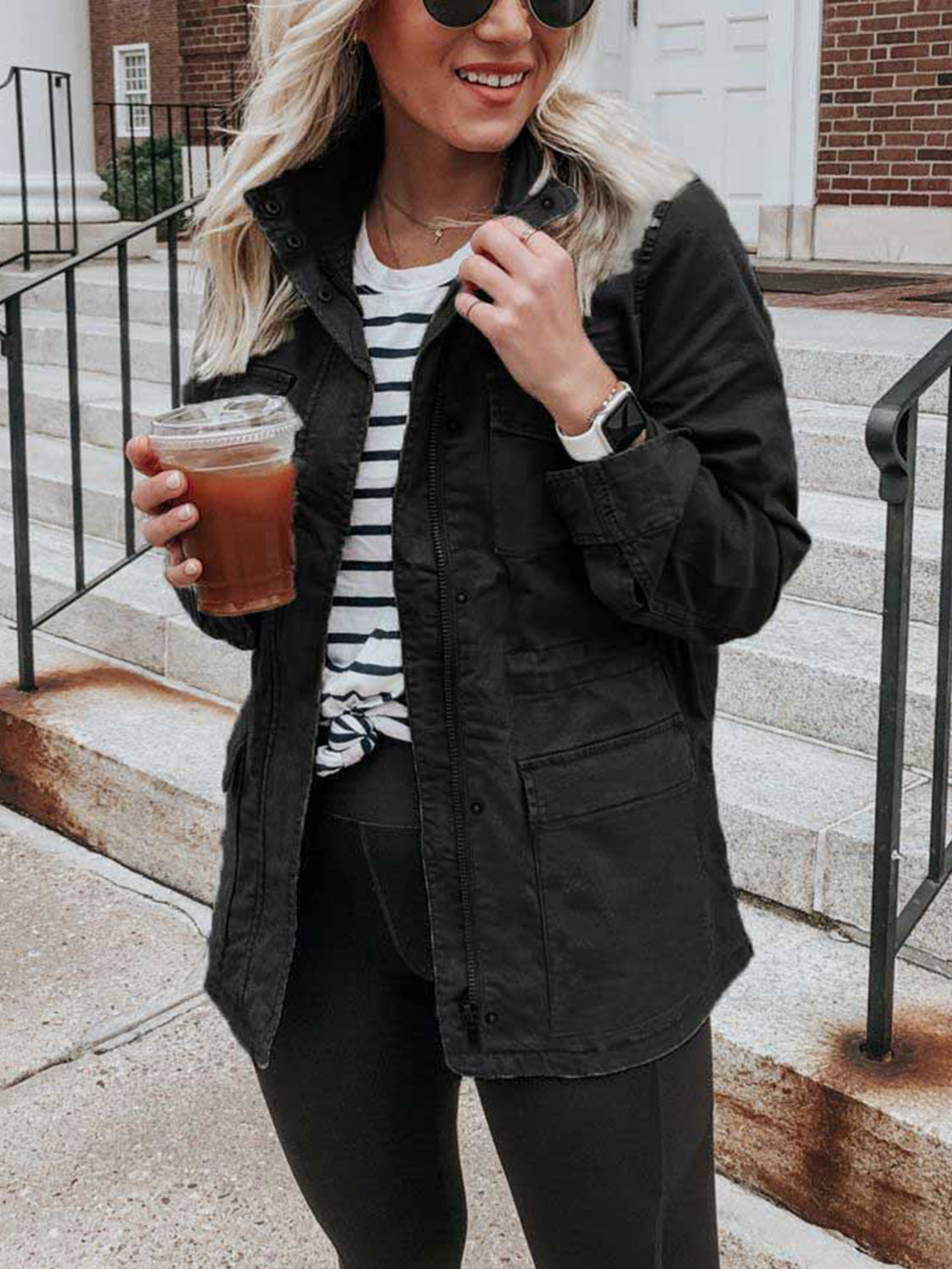 Pocketed Long-Sleeve Zip-Up Jacket - US Only