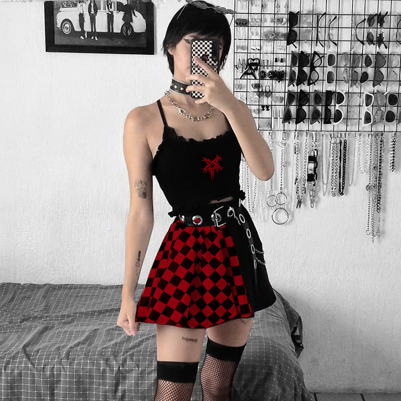 Gothic Plaid A -Line Mini Skirt