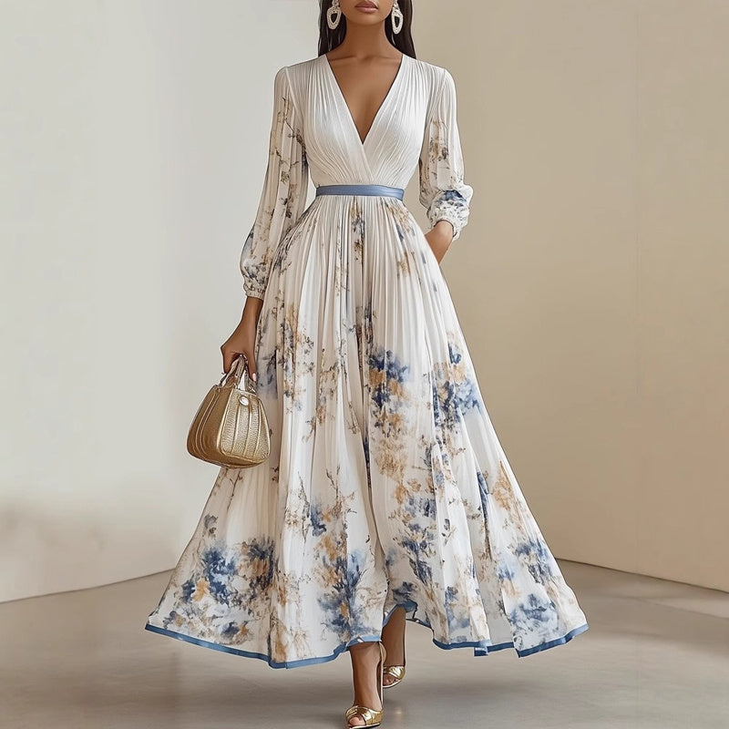 Flowy Floral Ruffled Evening/Party Dress - US Only