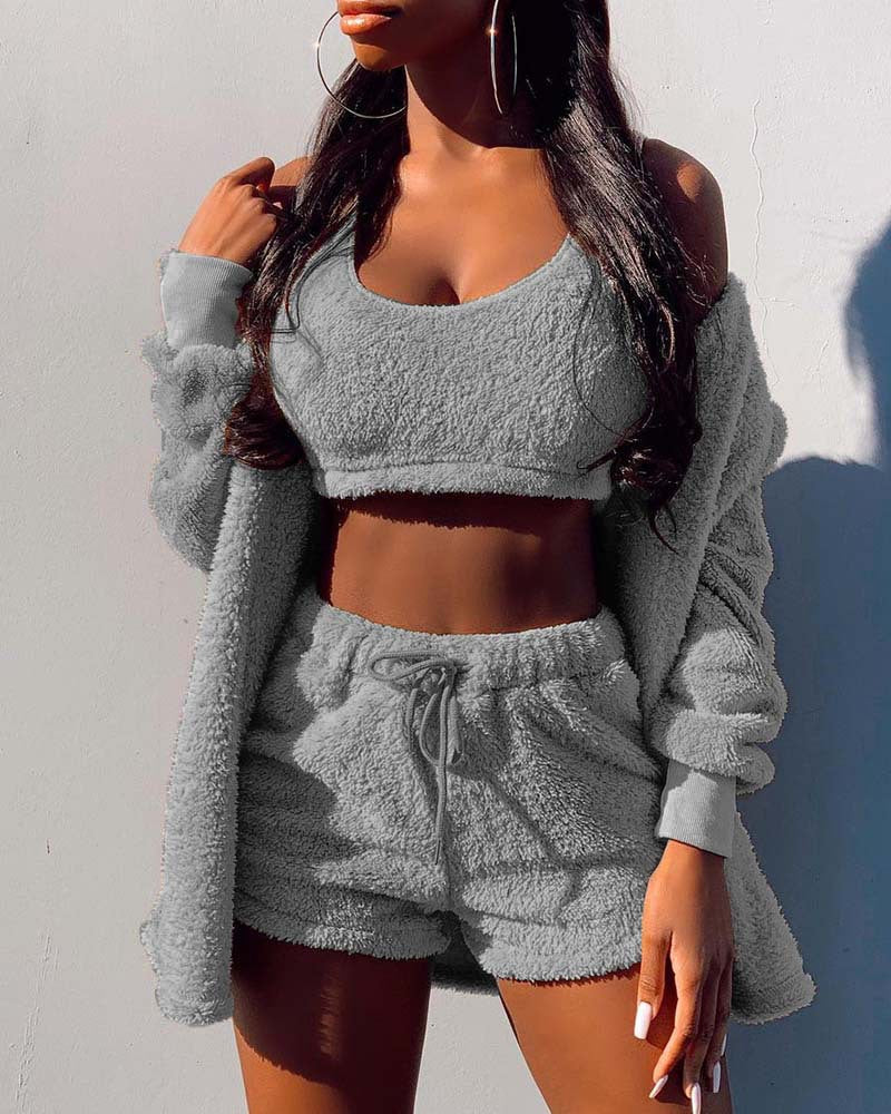 Casual Suit For Women - Coat+Shorts+Vest