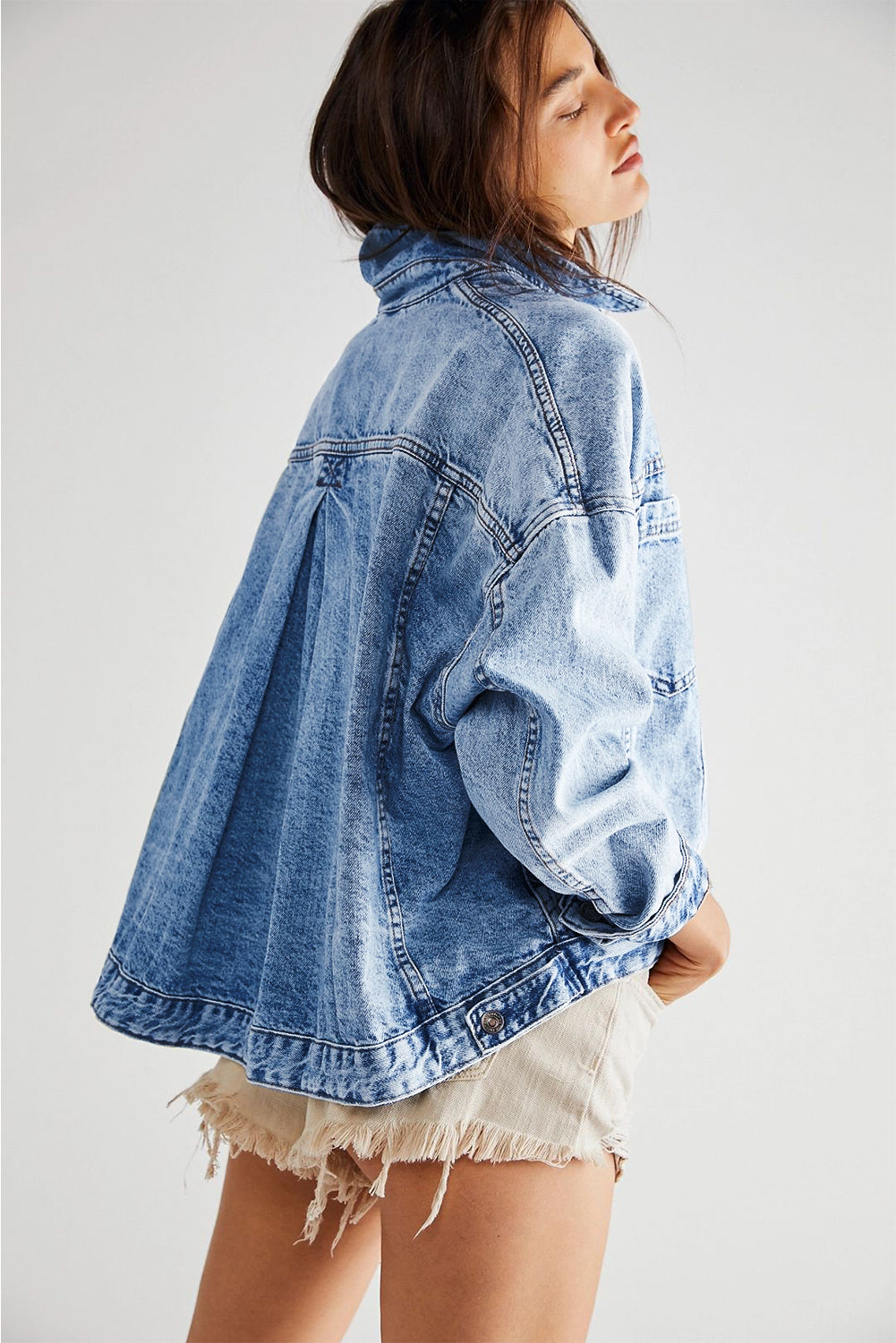 Women's Washed Oversize Pocket Denim Jacket