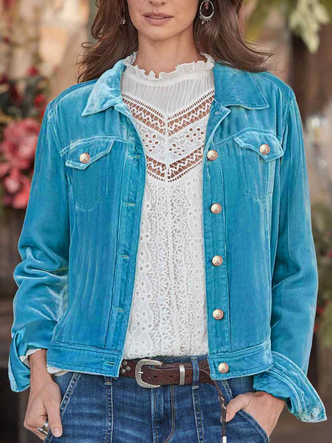 Button-Up Long-Sleeve Jacket With Chest Pockets - US Only