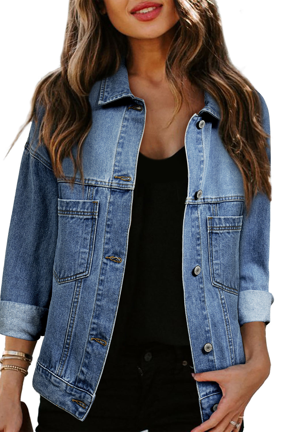 Women's Washed Oversize Pocket Denim Jacket