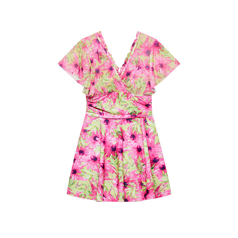 French-Style Floral Short Dress