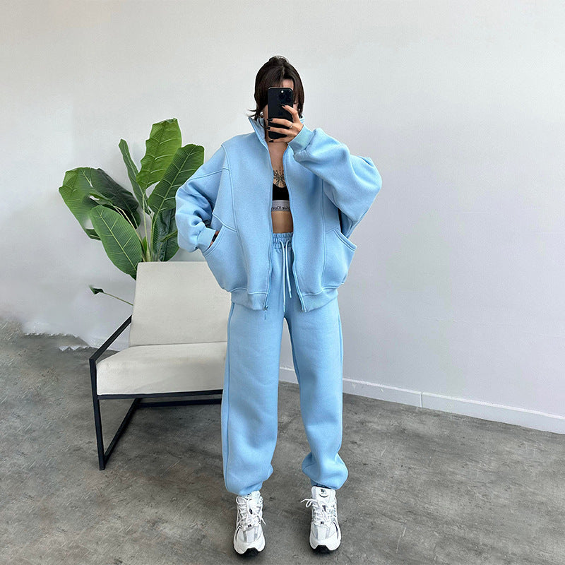 Stand-Up Collar Zipper Sports Outfit