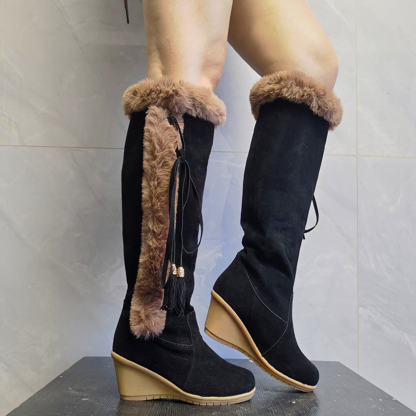 Winter Plush Long Boots For Women - Combat Boots