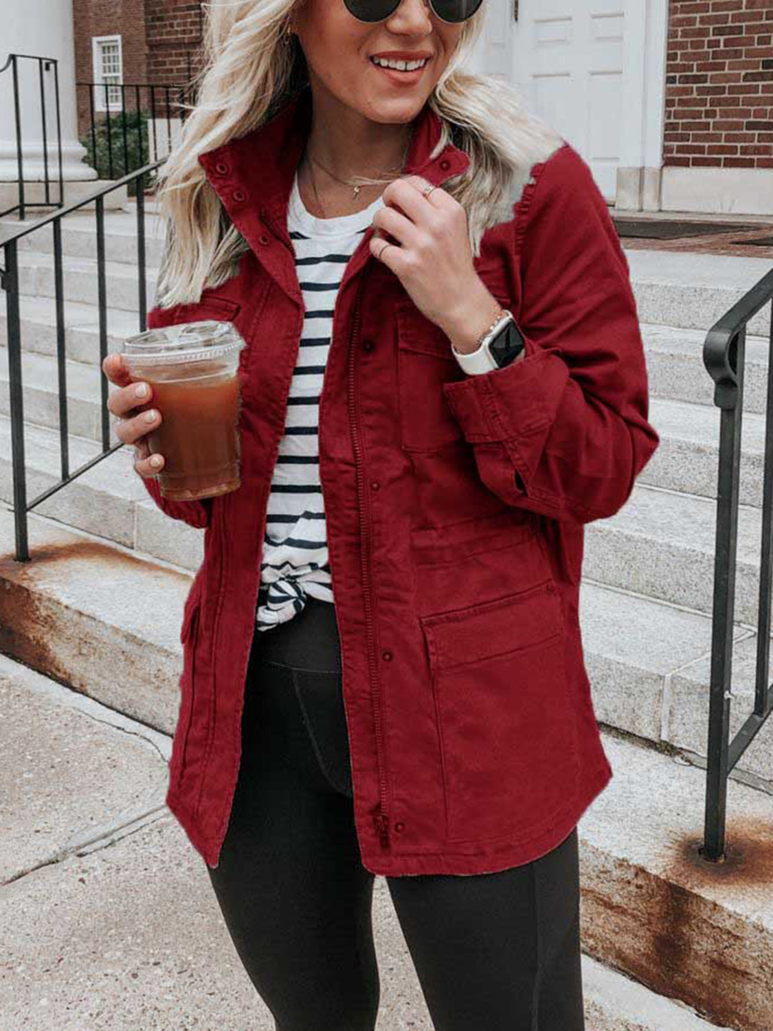 Pocketed Long-Sleeve Zip-Up Jacket - US Only