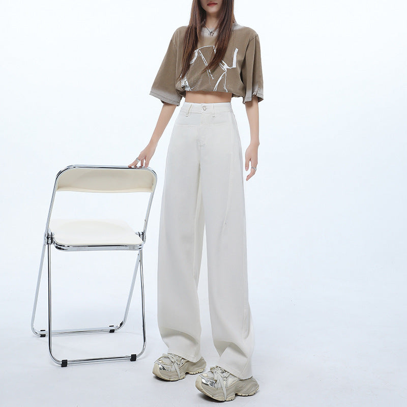 Retro Blue High-Waist Denim Trousers