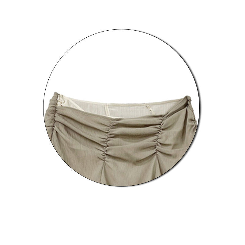 Dopamine Irregular Hem-Pleating Double-Layer Chiffon Skirt