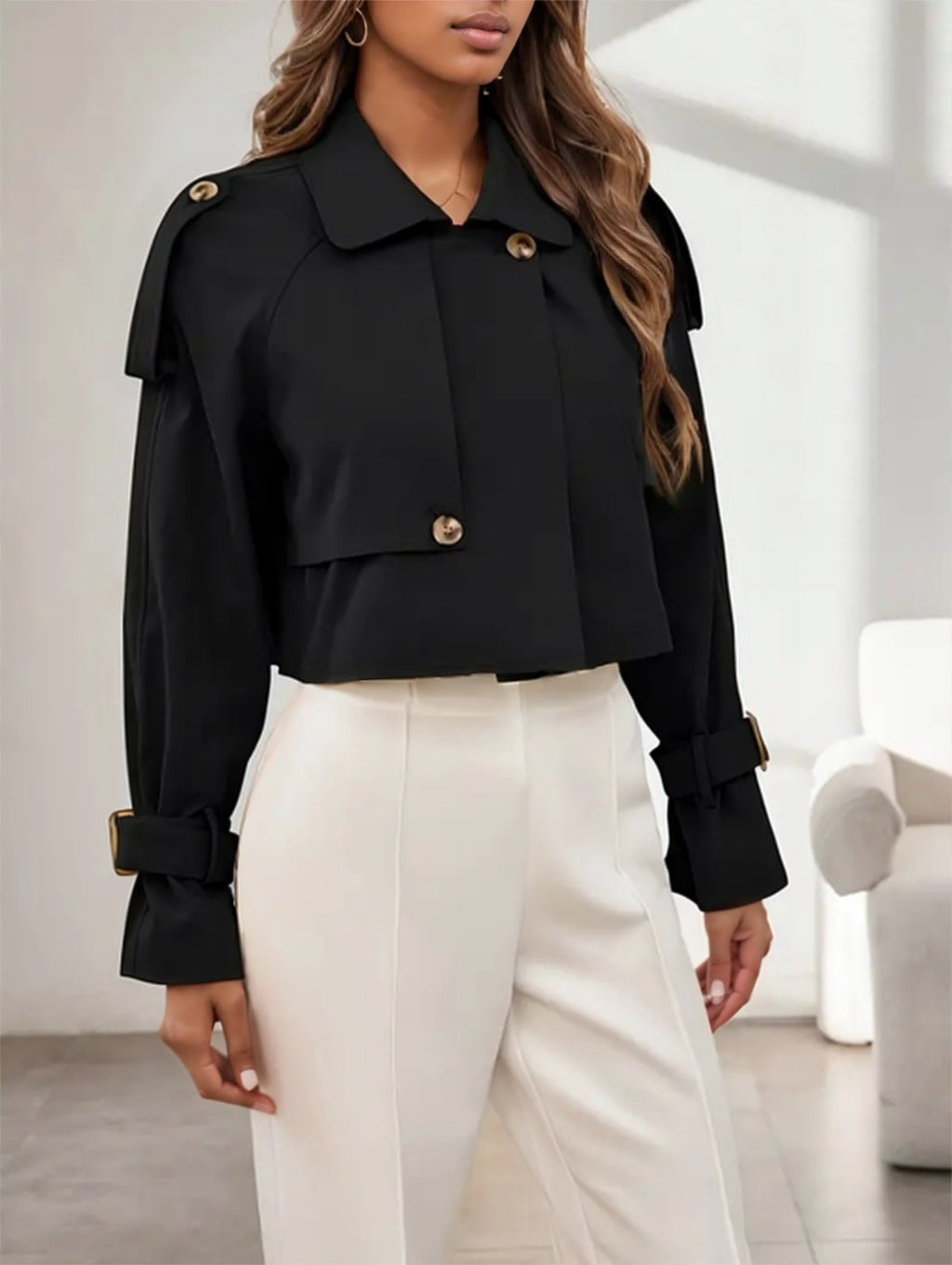 Long-Sleeve Non-Padded Short Jacket