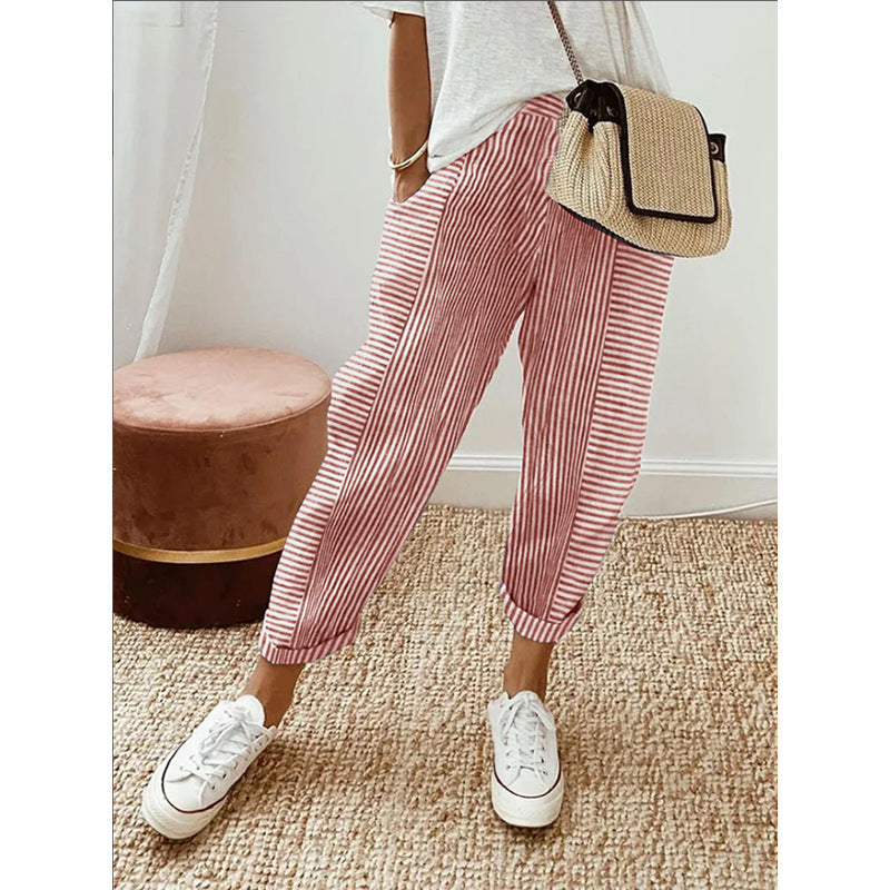 Women's Striped Print Trousers