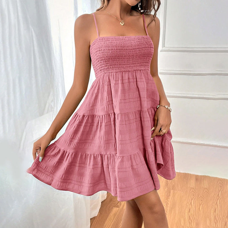 Spaghetti Strap Sleeveless Swing Mini Dress - US Only