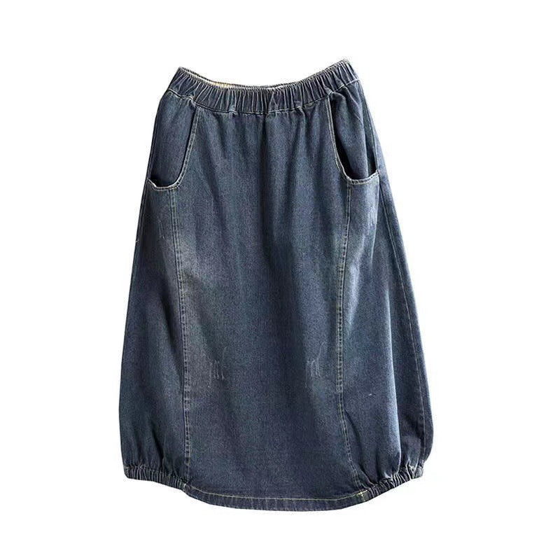 Vintage Long Loose Denim Skirt