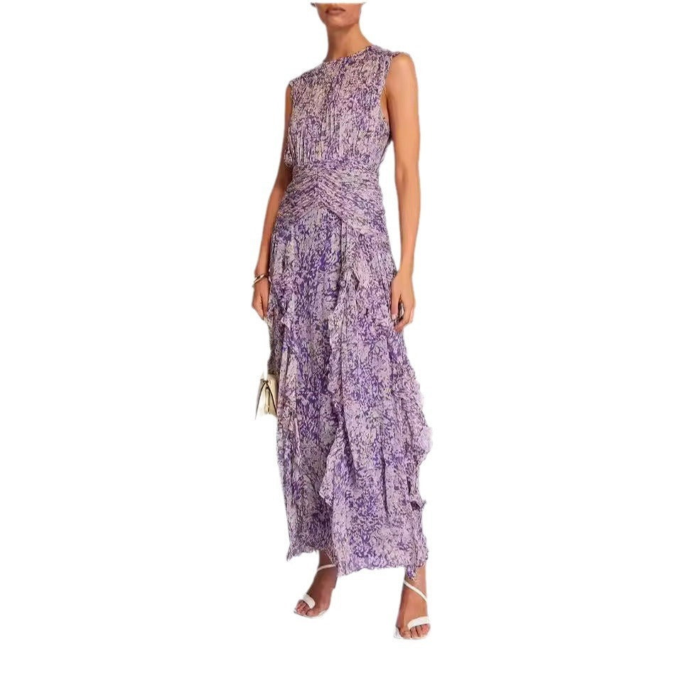 Spring And Summer Off-the-shoulder European And American Women's Clothing V-neck Chiffon Dress
